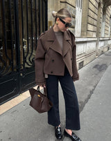 Aubriana | Elegant Cropped Belted Wool Coat