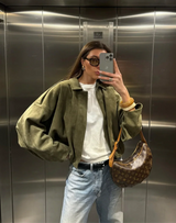 Kaori | Suede Textured Pilot Jacket