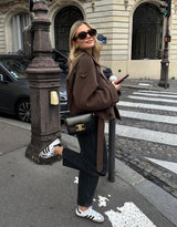 Aubriana | Elegant Cropped Belted Wool Coat