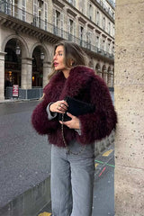 Noemi | Cropped Fluffy Jacket With Notch Lapel