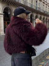 Noemi | Cropped Fluffy Jacket With Notch Lapel
